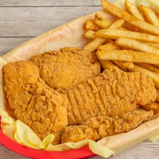Crispy Chicken Tenders and Fries.